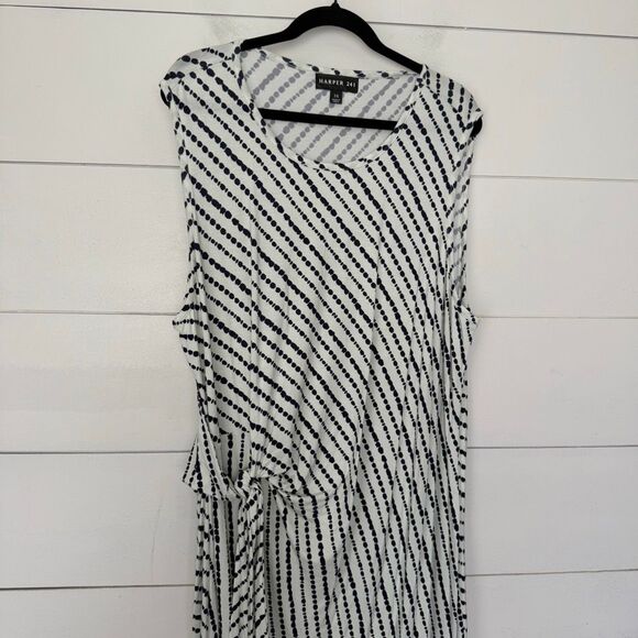 Harper 241 Women’s 3X White Patterned Stretchy Dress Plus Size - Picture 2 of 8